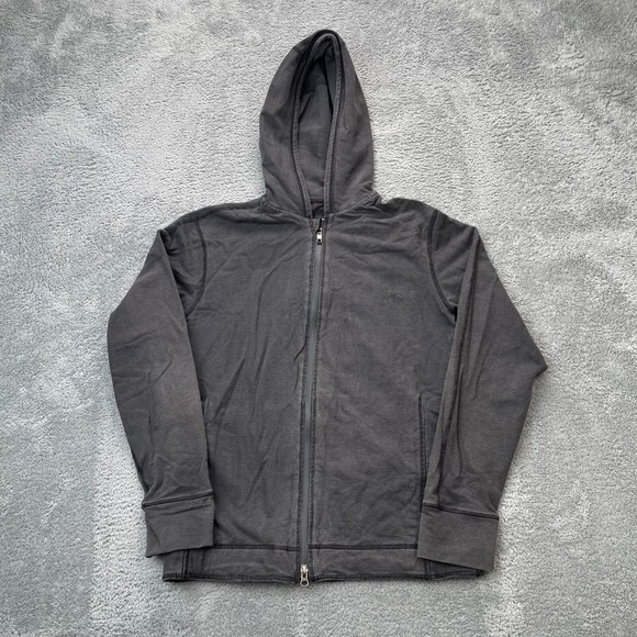 Lululemon Hoodie Men Medium Black Striped Pockets Thumbhole Full Zip Performance - Picture 1 of 11